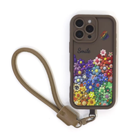 TOLKA YKHY018 Lanière de téléphone personnalisée tout-terrain, en cuir PU, style court, très vendue, avec dragonne porte-clés et breloque de sac