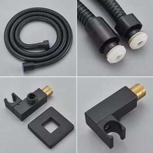Robinet <span class=keywords><strong>de</strong></span> douche mural noir mat pour salle <span class=keywords><strong>de</strong></span> bain, mitigeur eau chaude/froide avec jet <span class=keywords><strong>de</strong></span> pluie <span class=keywords><strong>de</strong></span> 8/10/12/<span class=keywords><strong>16</strong></span> pouces et douchette à main - Product Image 3