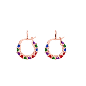 Orecchini a Cerchio E2474 in Oro Rosa con Cristalli Geometrici e Strass, Gioielli Trendy da Donna - Product Image 1