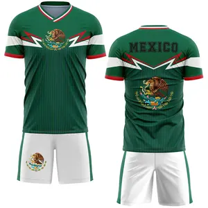 High Quality Team Club Soccer Uniforms Football Shirts 2 Piece Men Shorts Set Custom Sublimation Soccer Jersey Set Kids
