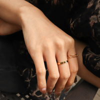 Nokia april april — bague en acier inoxydable pour femmes, anneau minimaliste plaqué or, rond et brillant, en stock, 316L