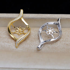 Colgante de Plata S925 con Base para Perlas DIY, Accesorio 13-14, Soporte Vacío para Perlas, Producto Semiterminado en Oro - Product Image 2