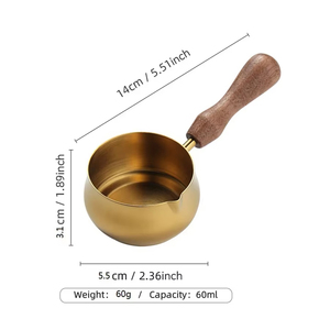 Wholesale Wooden Handled <b>Espresso</b> <b>Cup</b> Sauce 304 Stainless Steel Extraction Pouring Spout - Product Image 2
