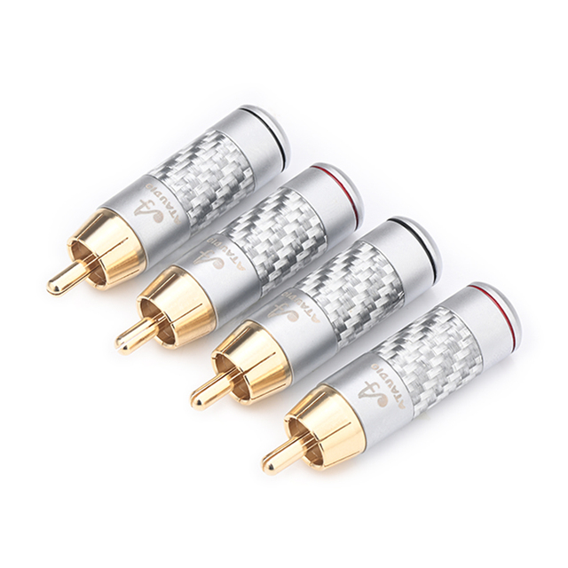 ODM/OEM Carbon Fiber Pure Copper Gold Plated Male RCA Plug HIFI Audio & Video DIY RCA Jack with Screw Terminals Wholesale