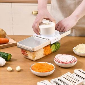 Picador Manual de Cocina, Rebanador de Cebolla y Patata, Exprimidor de Naranja y Limón, Cortador de Verduras de 6 Cuchillas con Recipiente, Sostenible - Product Image 3