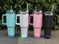 Bouteille d'eau isotherme en acier inoxydable de 40 oz avec haut-parleur Bluetooth et strass bleus, tasse cadeau anti-fuite et écologique