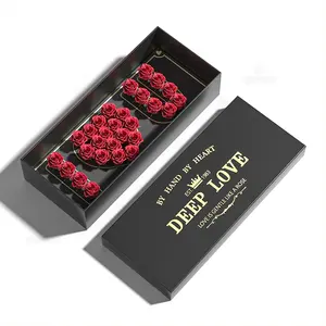 Cadeau de mariage de luxe pour la fête des mères Rectangle I Love U fleur boîte en carton pour la saint-valentin Bouquet de roses rouges emballage