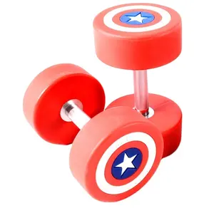 Amerika kaptan Dumbbells toptan PU kauçuk Dumbbells 10kg spor halter Dumbbells