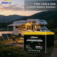 Batterie Lifepo4 haute capacité 24V 100AH Grade A RV Bluetooth Smart BMS Prise Anderson 6000 Cycles CE RoHS IP67