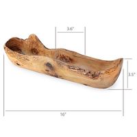 Bol décoratif en bois d'olivier à bord brut pour servir la pâte, centre de table, bol à pain baguette long, bol en bois