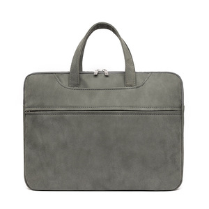 Sacoche pour ordinateur portable en cuir PU résistant à l'eau, mallette fine avec fermeture éclair, sac fourre-tout pour documents, design simple et tendance pour homme, mallette personnalisable - Product Image 3