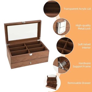 木製サングラスオーガナイザーボックスアイウェアディスプレイ眼鏡ケースメガネ収納ボックスサングラスホルダーギフト - Product Image 4