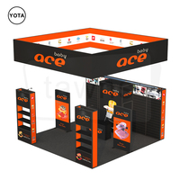 Stand d'exposition Yota moderne modulaire 10x20 en aluminium avec éclairage LED réutilisable pour salons professionnels et événements, installation facile