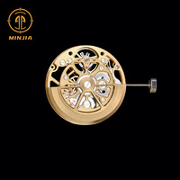Mouvement de montre de luxe entièrement squeletté, mécanique automatique, 21 rubis, pont croisé, rotor personnalisé avec logo OEM, finition dorée