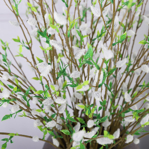 QIHAO Fleurs artificielles en saule argenté jaunes, décoration de sol, décoration intérieure pour mariage, plantes florales en plastique durables - Product Image 3