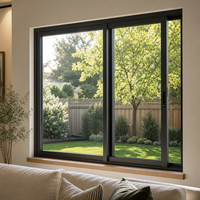 Fenêtres coulissantes horizontales en aluminium à double vitrage trempé, modernes, pour extérieur commercial, avec moustiquaire en acier inoxydable