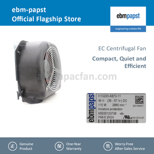 Ebmpapst 48VDC K1G220-AB73-11 220มม. 110วัตต์2.7A 2880รอบต่อนาทีลูกปืน IP20มอเตอร์ EC พัดลมระบายความร้อนแบบพิเศษเป่าลมร้อน - Product Image 2