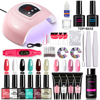 Set de Herramientas para Decoración de Uñas con Lámpara, Lima Eléctrica, 6+4 Geles para Uñas, Gel de Extensión, Caja