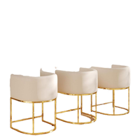 Moderner 24-Zoll-Barhocker aus Leinen mit cremefarbenem Stoff und goldenem Metallrahmen Gepolsterter Küchen insel hocker