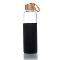Botol Air Kaca Borosilikat Tinggi Transparan 700Ml 1L Kelas Atas dengan Tutup Baja Tahan Karat
