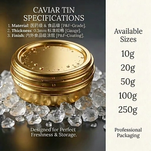Boîte en métal ronde sans soudure minimaliste en argent et or pour <span class=keywords><strong>caviar</strong></span> de <span class=keywords><strong>Beluga</strong></span> Ossetra - Product Image 3