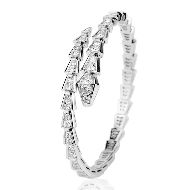 Light Luxury Full Diamond spring Adjustable Snake bone bracelet S925 Silver plated 18k gold Mosan diamond bracelet for women