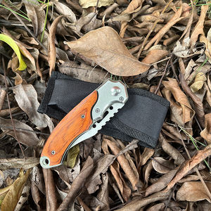 سكين جيب تكتيكي قابل للطي بمقبض خشبي، الأكثر مبيعًا، للاستخدام الخارجي والتخييم والصيد، مع ضوء LED وفلاش EMHTiii - Product Image 2