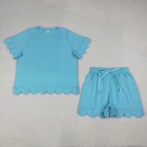 ชุดกีฬาผู้หญิงผ้าฝ้ายพิมพ์ลายสีฟ้าอ่อน GSSO3208 RTS สำหรับผู้ใหญ่ ขายส่งจากร้านบูติก - Product Image 2