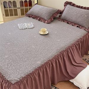 Falda <span class=keywords><strong>de</strong></span> <span class=keywords><strong>cama</strong></span> <span class=keywords><strong>de</strong></span> una sola pieza <span class=keywords><strong>de</strong></span> algodón perlado lavado tipo A, Protector <span class=keywords><strong>de</strong></span> colchón <span class=keywords><strong>de</strong></span> hilo <span class=keywords><strong>de</strong></span> doble capa, juego <span class=keywords><strong>de</strong></span> sábanas <span class=keywords><strong>de</strong></span> tres piezas - Product Image 6