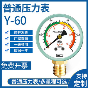 Y60 เกจวัดความดัน เครื่องวัดความดันน้ำมันไฮดรอลิกแบบแม่นยำ หน่วย Mpa จอแสดงผลแบบติดด้านหลัง เกจวัดสุญญากาศ - Product Image 3