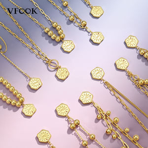 VFOOK 별자리 탄생화 에나멜 목걸이 18K 순금 미니멀리스트 여성 비즈 목걸이 결혼 기념일 액세서리 - Product Image 3