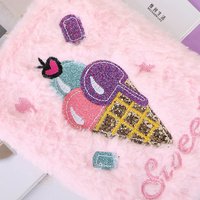 Carnets de notes personnalisés de haute qualité pour enfants, avec serrure et clé, en peluche, motif crème glacée, mignons, en forme de dessin animé, en fourrure