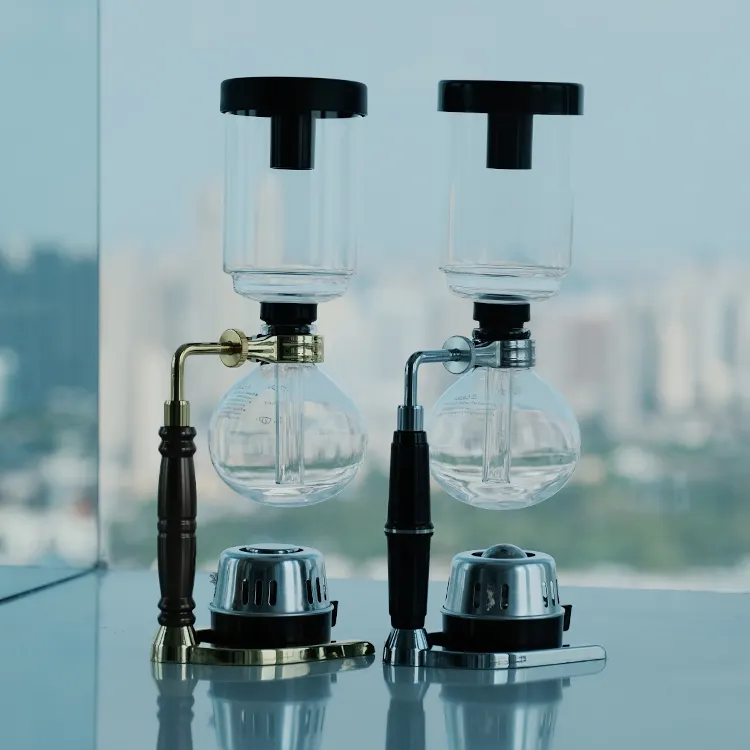 Cafetera de lujo de estilo belga, máquina de café al vacío con sifón de vidrio
