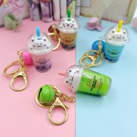 Porte-clés anneau personnalisé 3D kawaii, dessin animé, créatif, mignon, liquide, boba