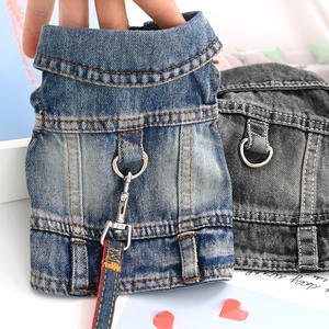 Atacado Cool Blue Denim <span class=keywords><strong>Jacket</strong></span> para Small Medium <span class=keywords><strong>Dogs</strong></span> Confortável Clássico Pet Vestuário Lapel Vest Harness Set para o Verão Primavera - Product Image 5