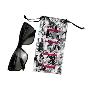 Microfibre Custom Logo Printed Drawstring Sunglass Gift Bags Jewelry Package Microfiber Pouch Eyeglasses Pouch