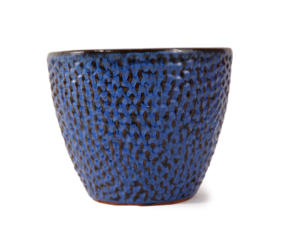 Ensemble de pots à fleurs en céramique émaillée écologiques bleu cobalt avec motif d'épi de blé en relief, jardinières intérieures/extérieures avec trou de drainage pour la décoration de jardin - Product Image 5
