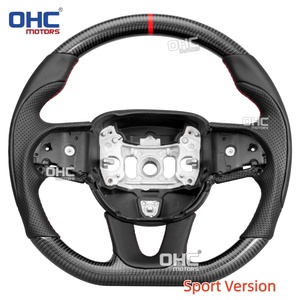 Volant sport en fibre de carbone pour <span class=keywords><strong>Dodge</strong></span> <span class=keywords><strong>Challenger</strong></span> Charger Durango Hellcat 2015-2025 en cuir rouge avec poignée ergonomique – Entrepôt USA - Product Image 5