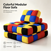 Canapé modulaire coloré 1 place 100*100*70cm en tissu peluche doux, canapé combinable pour salon, chambre à coucher, chambre d'enfant, pour s'asseoir et se reposer
