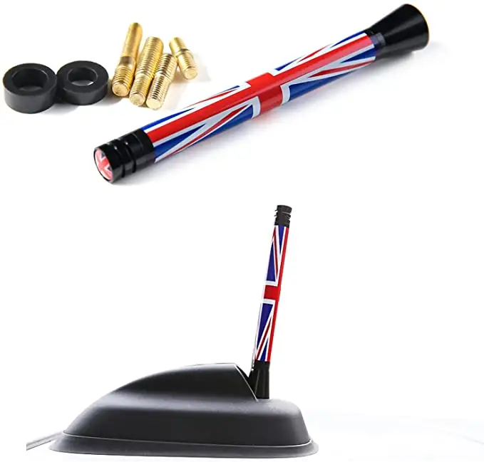 Union jack uk antena do carro, bandeira alemã antena do carro mast curto stubby antena de teto de carro para mini cooper r55 r56 r57 r60 f55 f56