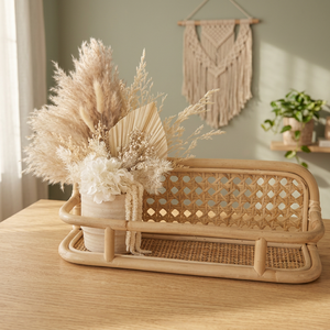 Étagère murale flottante pour enfants en rotin naturel, design moderne, écologique, durable, panier suspendu pour chambre à coucher, salon, porte-revues - Product Image 1