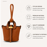Mini sac seau personnalisé en cuir PU fait main, sophistiqué, avec breloque, coutures fines, petit sac à main, pendentif, accessoire de mode haut de gamme