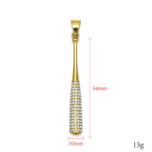 Collar de Béisbol con Diamantes, Joyería Fina, Colgante de Moda Chapado en Oro PVD de 14K y 18K, Acero Inoxidable 316L, Estilo Hiphop, Personalizado, para Hombres y Mujeres - Product Image 5