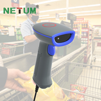 Lecteur de codes QR industriel NETUM HS1200 avec interface COM, visée par point de croix, évite la lecture erronée des étiquettes denses, poignée ergonomique antidérapante, en stock