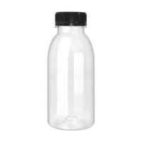 Bouteille en plastique transparente pour jus/thé au lait/café de 6/8/10/12/16 oz avec couvercle noir inviolable