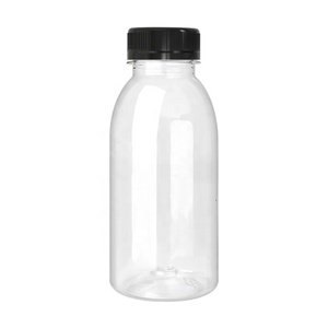 Bouteille en plastique transparente pour jus/thé au lait/café de 6/8/10/12/16 oz avec couvercle noir inviolable - Product Image 2