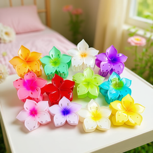 Pince à cheveux rotative Angelina Five Leaf, 8 cm, motif floral coloré, pour femmes et filles - Product Image 3