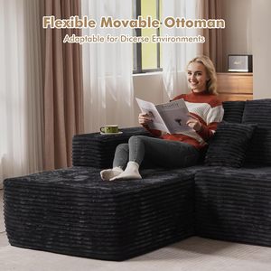 134" Rectangle Modular Sectional Fabric <strong>Sofa</strong> with Deep <strong>Seat</strong> and Chaise for Living Room Bedroom - Product Image 3