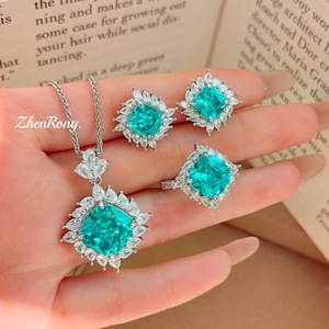 Customized Pure Silver Shiny Dainty Zircon Jewelry Set Wedding Anniversary Valentine's Day Daily Wear Gift Unisex - Product Image 1