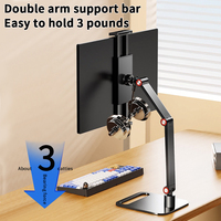 360 °   Support de téléphone et tablette rotatif 5-17,3 pouces en alliage d'aluminium, pliable à double axe, pour bureau et conférence, vente en gros OEM